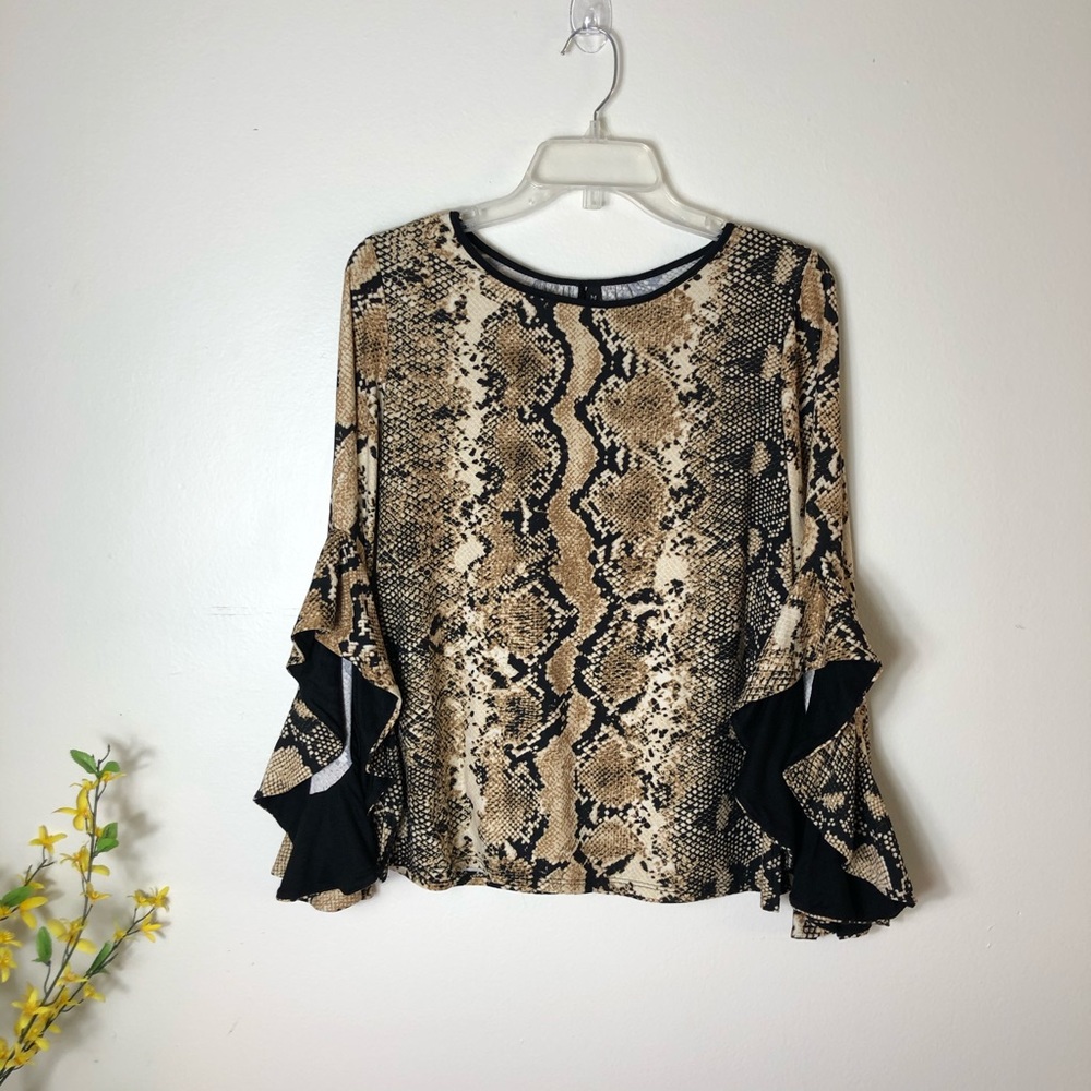 Kay Celine snake print top size M flare sleeves